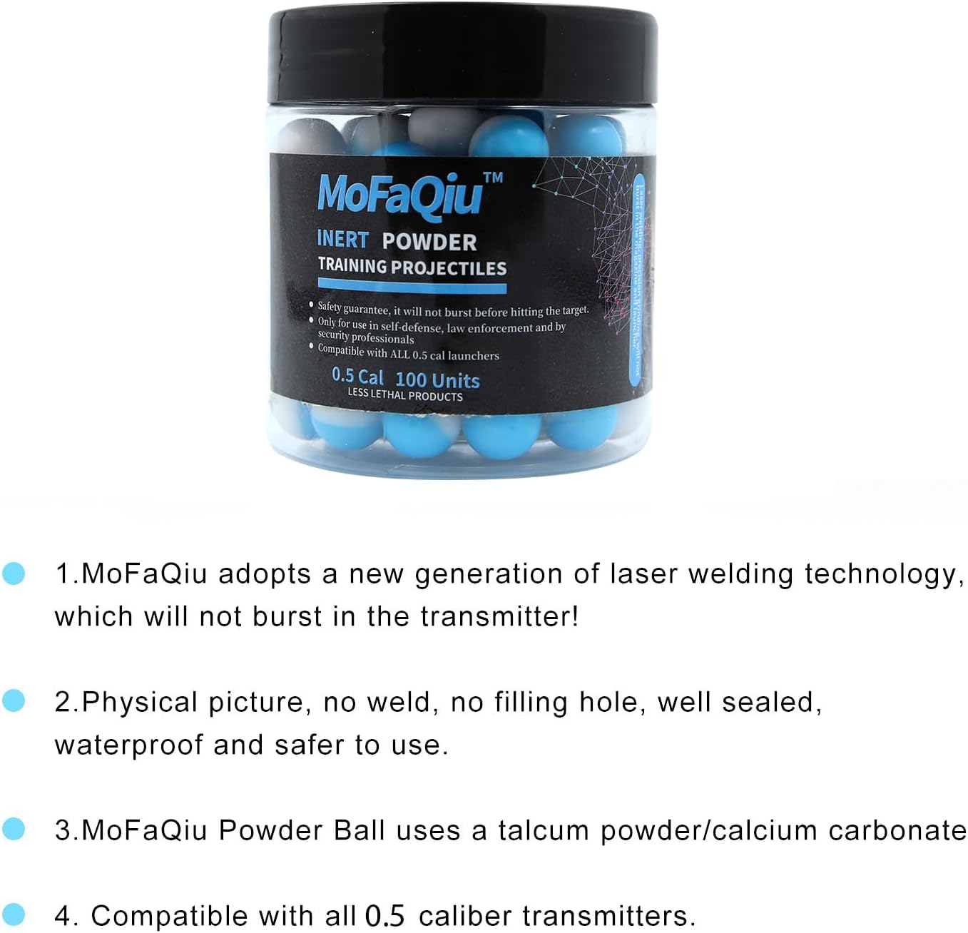 Inert Projectiles - 50 Cal Training Powder Ball, Training Projectile,Fracture Groove Design，Laser Welding No Leakage,Compatible with All .50 Cal Pepper Ball、Pepper Projectile launchers(100 Count)
