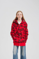 Unisex Camouflage Hoodie with Shark Embroidery, Full Zip, Lightweight Couple sweatshirts heavyweight hoodie X-Large Red
