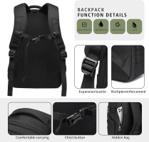 Wotony Military tactical backpack, backpack for men black small tactical assault bag 18.5 inch Black