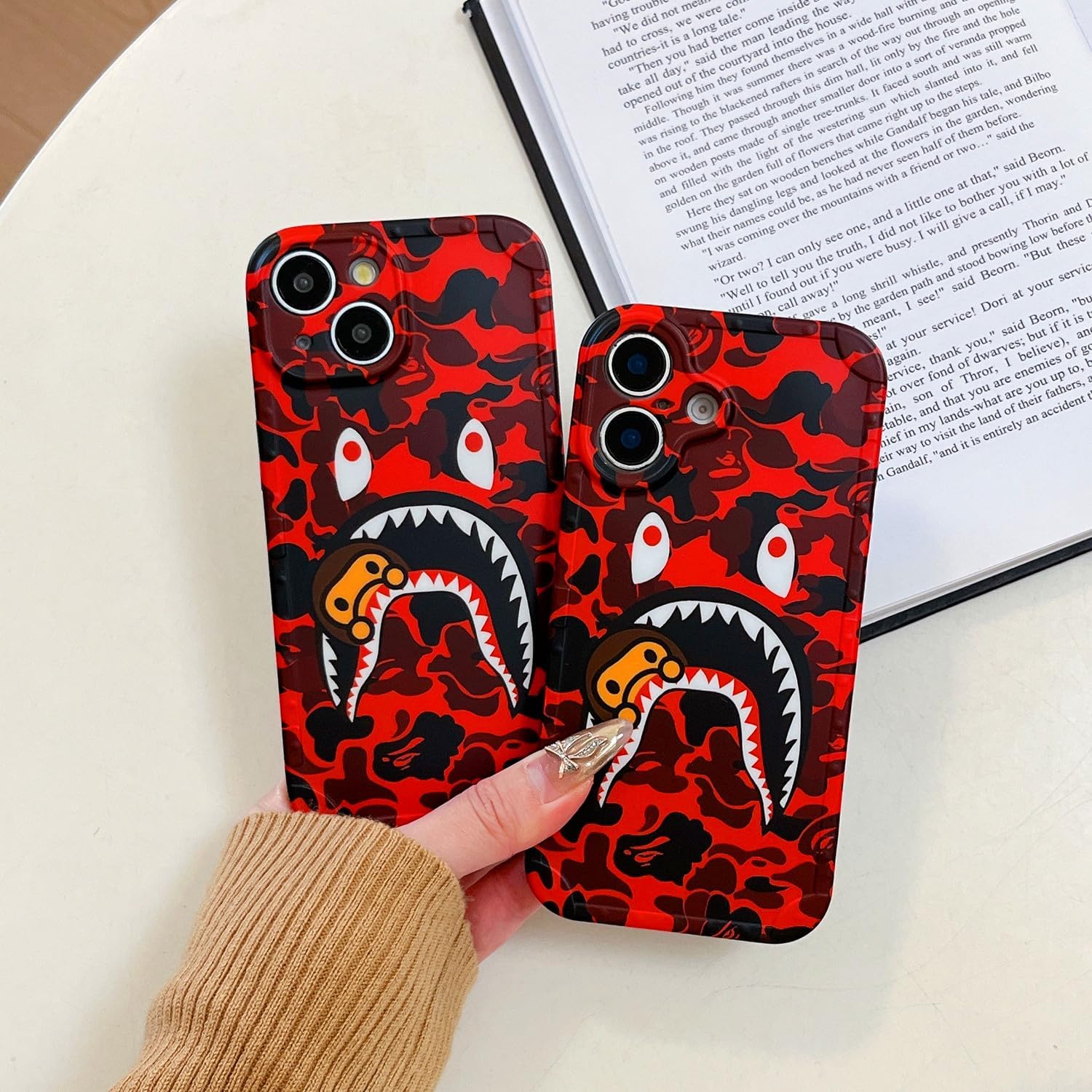 Hoolcase for iPhone 14 6.1 inch Soft Case for Red Shark Face/Shark Teeth Fans Kids Boys, Cartoon Cute Fun Shockproof TPU Protective Non-Slip 6.1 Inch Case for iPhone 14 (H-YU)