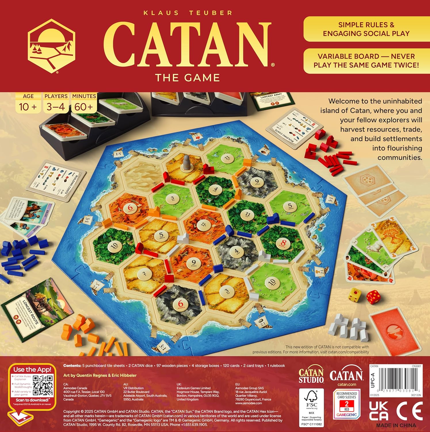 CATAN Board Game (6th Edition) Trade, Build & Settle in The Classic Strategy Game for Family, Kids & Adults, Ages 10+, 3-4 Players, 60-90 Min Playtime 6th Edition (New)