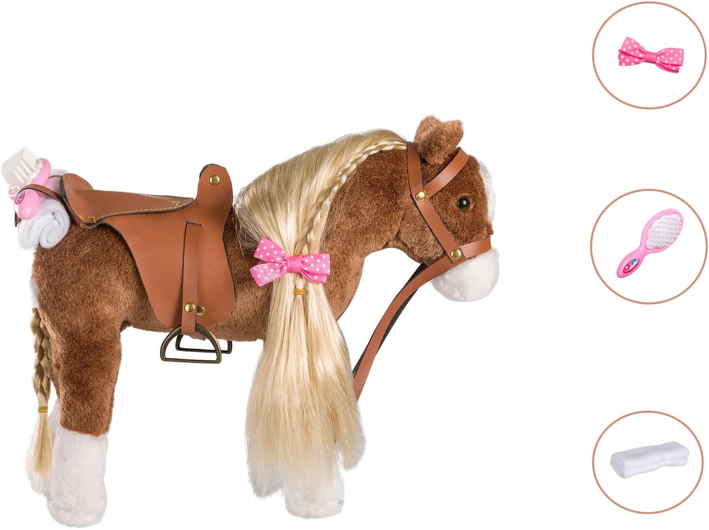 HollyHOME Horse Stuffed Animal Cute Pony Plush Pretend Play Horse Toys for Girls 11 inches Brown