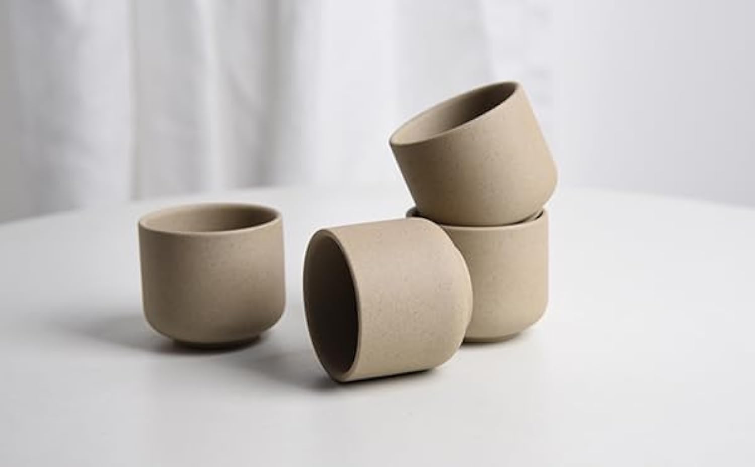 Ceramic teacups set of 4,No Handle Chinese KungFu Tea cups,3.5oz Teacups Japanese Teacup Set,Ceramic Tea Cup,4Pcs