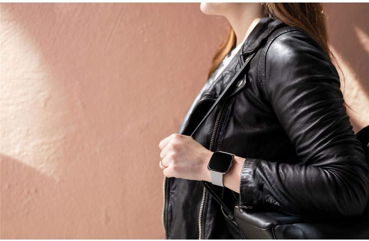 Fitbit Versa 2 Health & Fitness Smartwatch with Heart Rate, Music, Alexa Built-in, Sleep & Swim Tracking, Stone/Mist Grey, One S (Renewed)