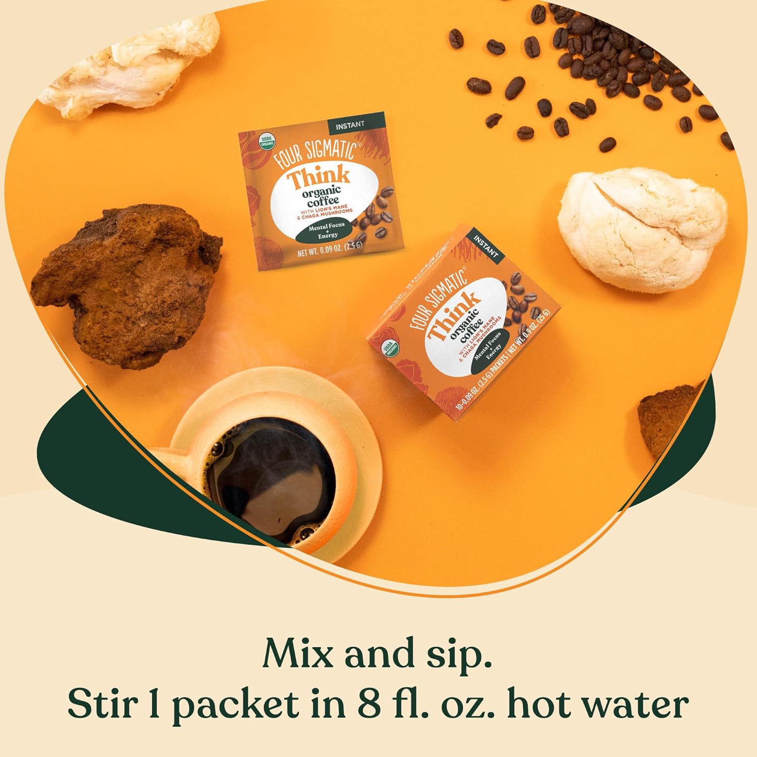 Four Sigmatic Mushroom Mix Coffee Lion's Mane | Think | Pack of 3 (30 Packets Total) Think w/ Lion's Mane 0.09 Ounce (Pack of 30)