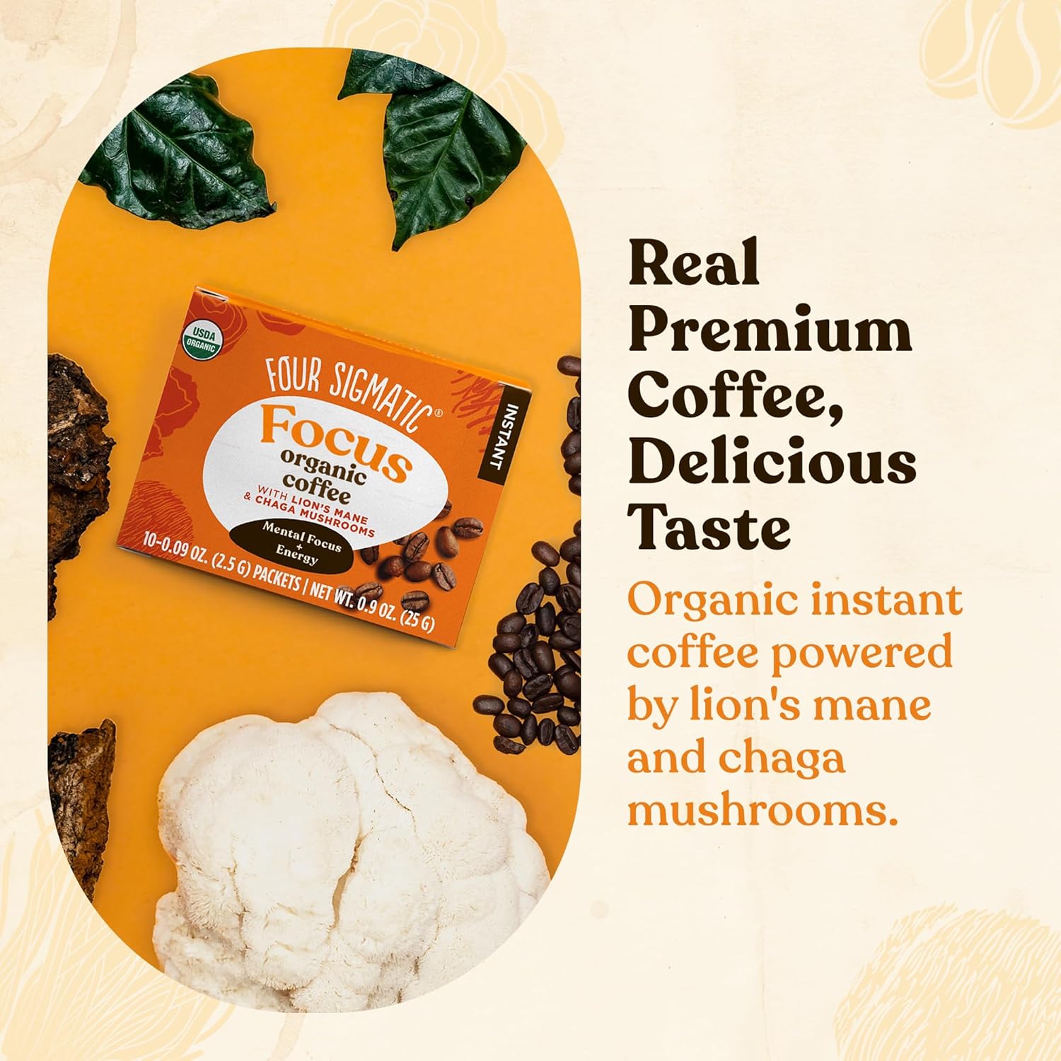 Four Sigmatic Mushroom Mix Coffee Lion's Mane | Focus | Pack of 3 (30 Packets Total) Think w/ Lion 0.09 Ounce (Pack of 30)