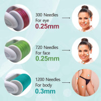 Derma Roller for Face and Body - Angel Kiss 4 in 1 Titanium Microneedling Roller Kit Micro Needle Microneedle Roller, 300 and 720 Needles 0.25mm,1200 Needle 0.3mm, Microdermabrasion Roller Men Women Multicolor Sky Blue