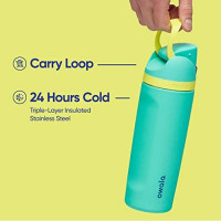 Owala FreeSip Insulated Stainless-Steel Water Bottle with Locking Push-Button Lid, 32-Ounce, Shy Marshmallow: Kitchen & Dining