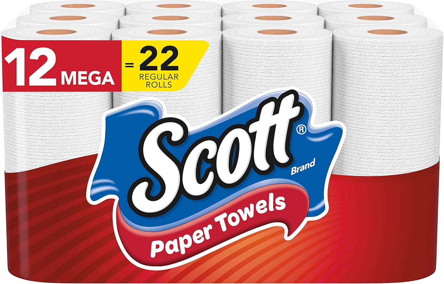Scott Paper Towels, Choose-A-Sheet - 12 Mega Rolls = 22 Regular Rolls (102 Sheets Per Roll) White 12 Count (Pack of 1)