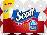 Scott Paper Towels, Choose-A-Sheet - 12 Mega Rolls = 22 Regular Rolls (102 Sheets Per Roll) White 12 Count (Pack of 1)