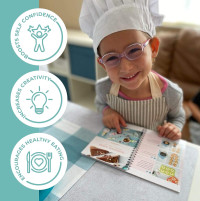 Tovla Jr. Kids Real Cooking and Baking Gift Set with Cookbook and Storage Case- Montessori Complete Cooking Supplies for the Junior Chef - Set for Girls & Boys - Utensils and Kid Safe Knives.