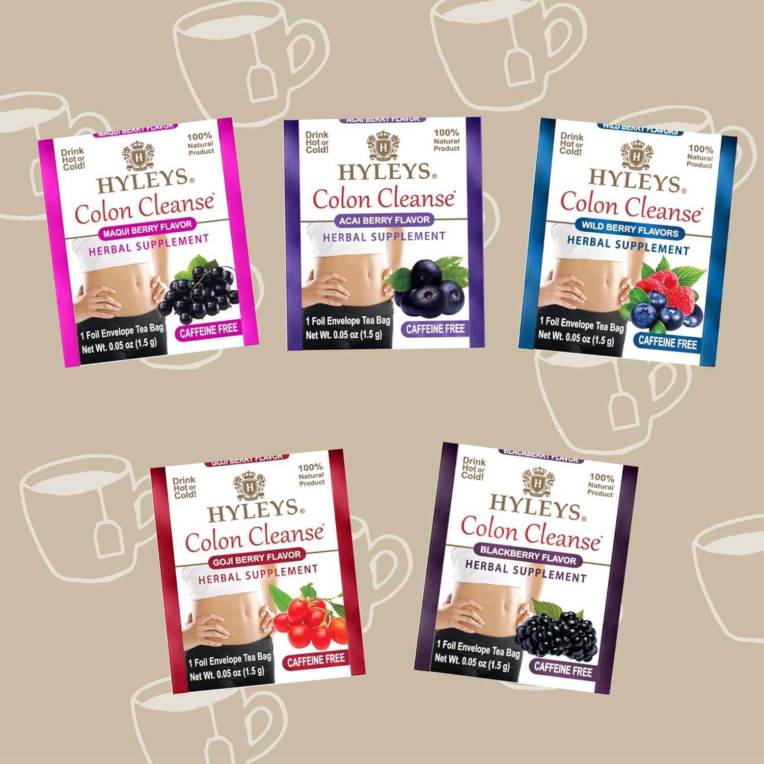 Hyleys Colon Cleanse Tea Assorted Flavors - 42 Tea Bags (1 Pack) Assorted 42 Ct 42 Count (Pack of 1)