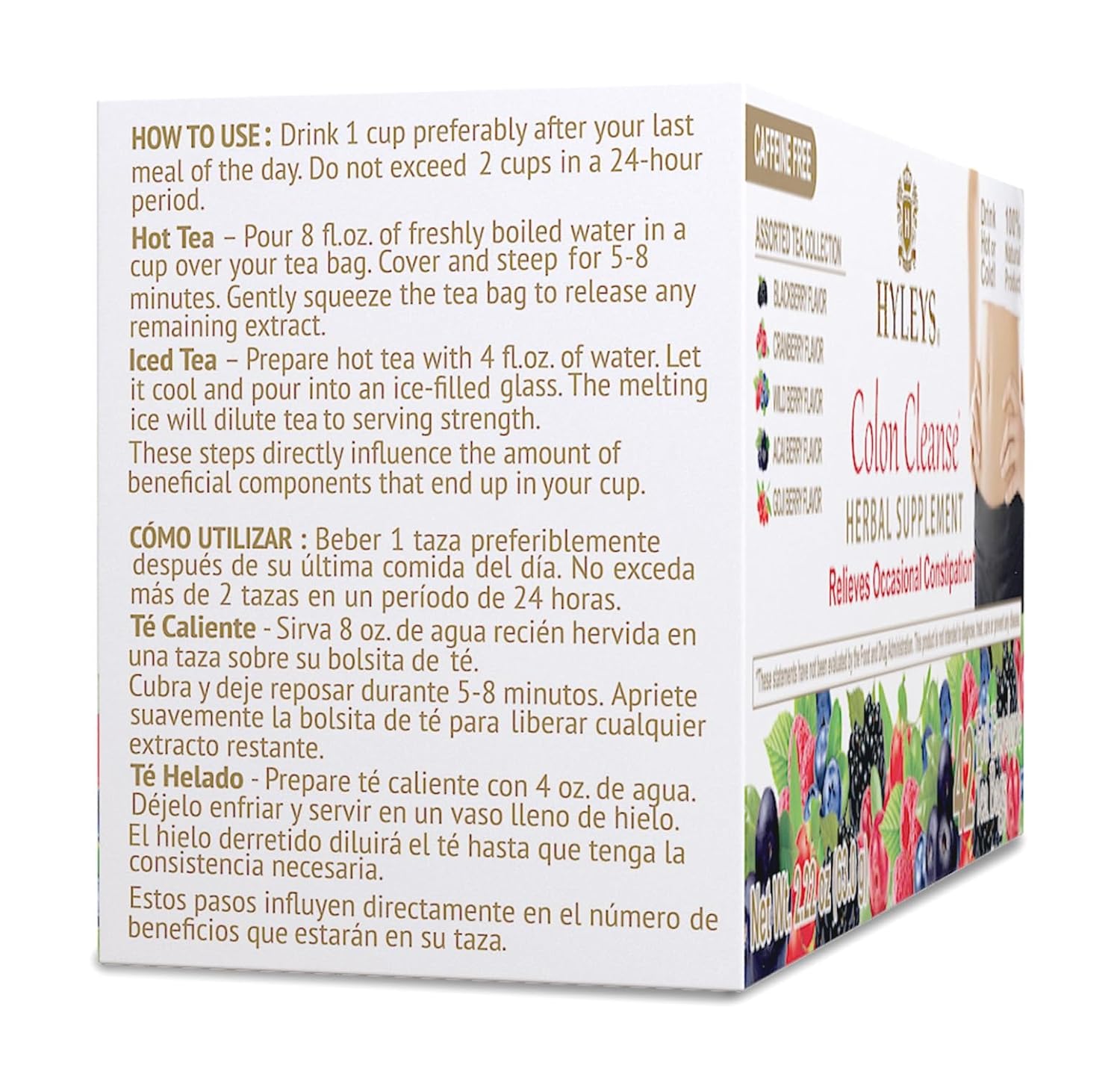 Hyleys Colon Cleanse Tea Assorted Flavors - 42 Tea Bags (1 Pack) Assorted 42 Ct 42 Count (Pack of 1)