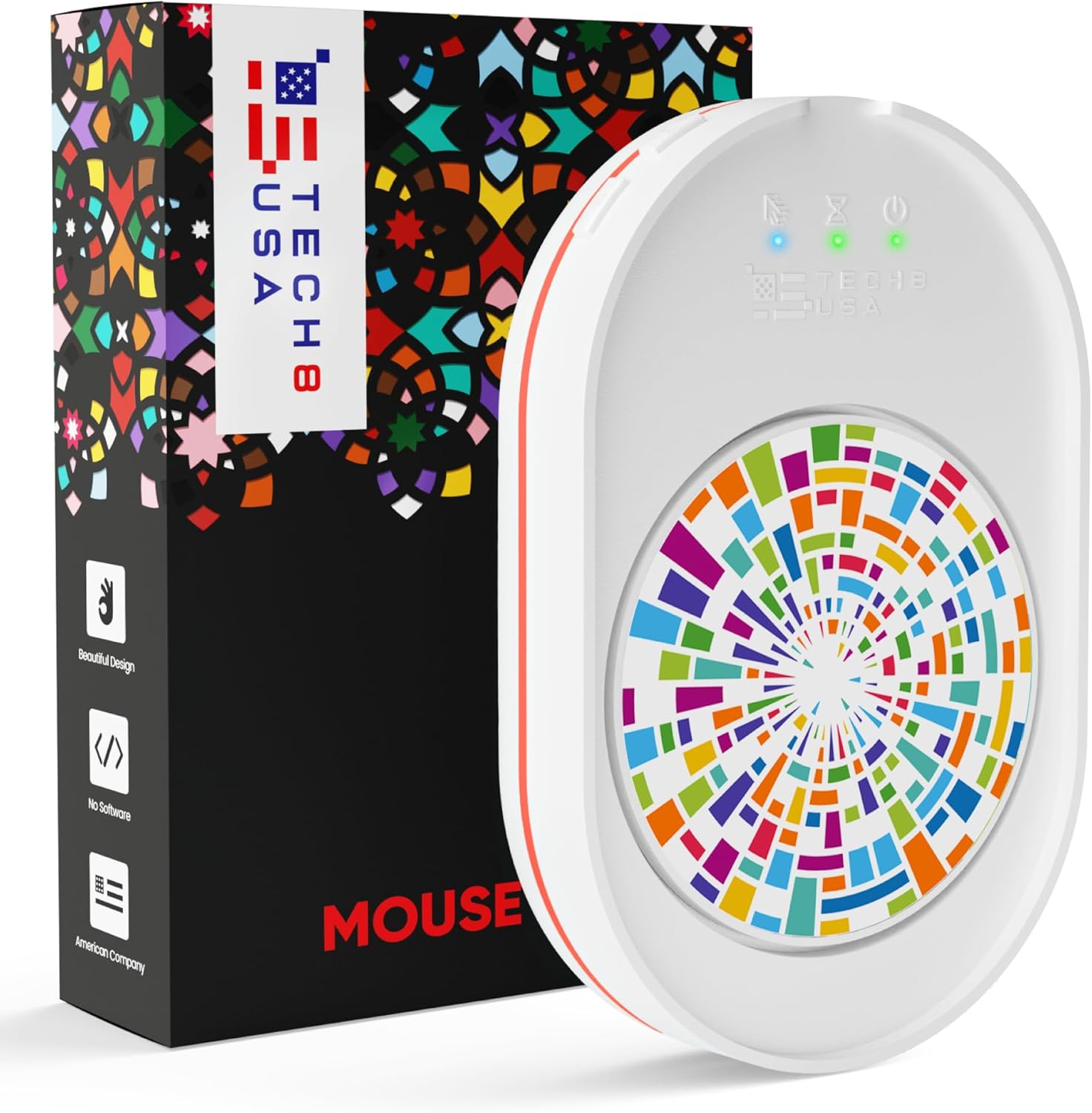 TECH8 USA Mouse Mover Device, Undetectable Mouse Jiggler for Laptops, PC, No Software, Random Movement, Patented, Designed, Engineered, Packaged in USA - 3D Hologram Glass 3D Hologram- Glass