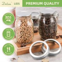 Dalzom® 48Pcs Canning Lids with Rings Regular Mouth, Premium Mason Jar Lids with Bands/Rings for Ball, Kerr Jars - Food Grade Material, 100% Fit & Airtight for Regular Mouth Mason Jars 24Lids + 24Rings for Regular Mouth Jar