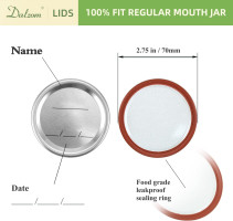 Dalzom® 48Pcs Canning Lids with Rings Regular Mouth, Premium Mason Jar Lids with Bands/Rings for Ball, Kerr Jars - Food Grade Material, 100% Fit & Airtight for Regular Mouth Mason Jars 24Lids + 24Rings for Regular Mouth Jar