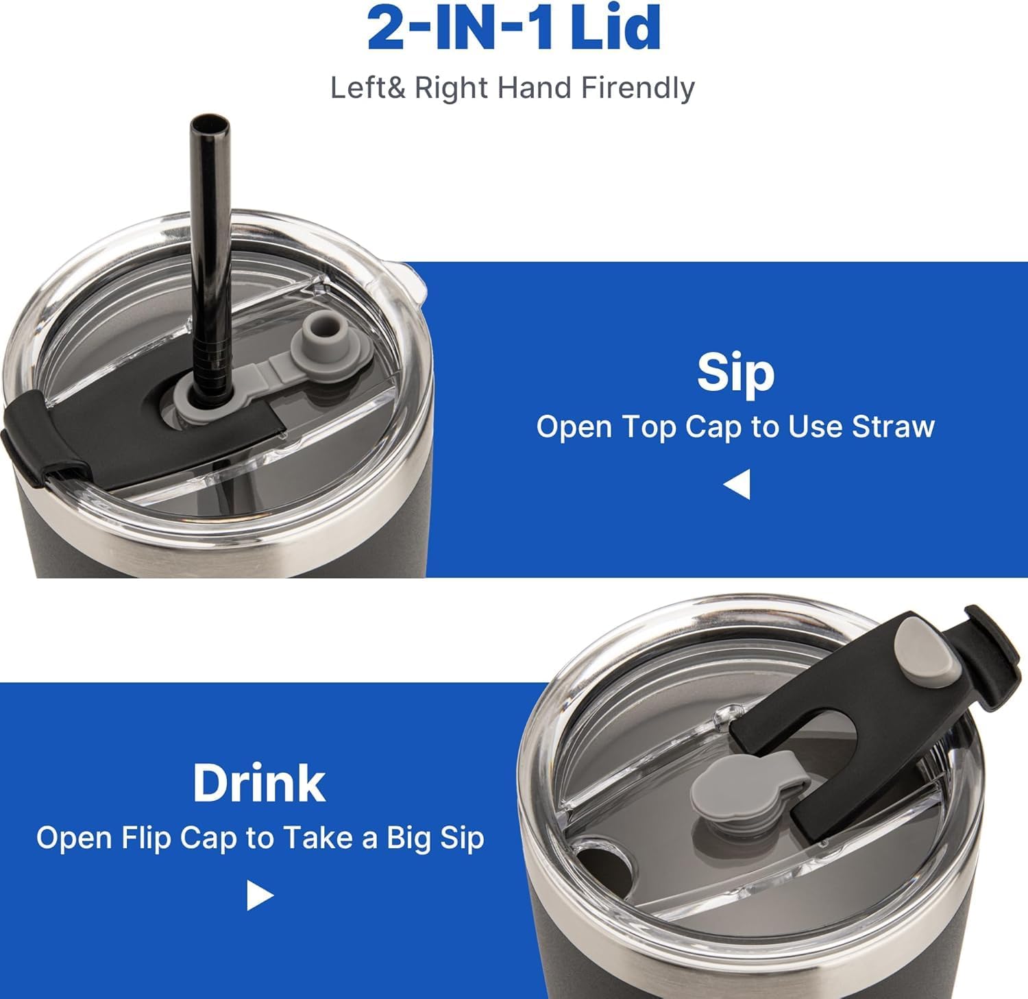 2Pack Replacement Lid Compatible with Stanley 24oz Classic Beer Stein, Spill Proof Cup Lids for Stanley 24oz Stainless Steel Beer Mugs, BPA-Free