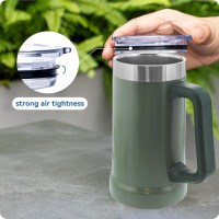 2Pack Replacement Lid Compatible with Stanley 24oz Classic Beer Stein, Spill Proof Cup Lids for Stanley 24oz Stainless Steel Beer Mugs, BPA-Free