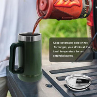 2Pack Replacement Lid Compatible with Stanley 24oz Classic Beer Stein, Spill Proof Cup Lids for Stanley 24oz Stainless Steel Beer Mugs, BPA-Free