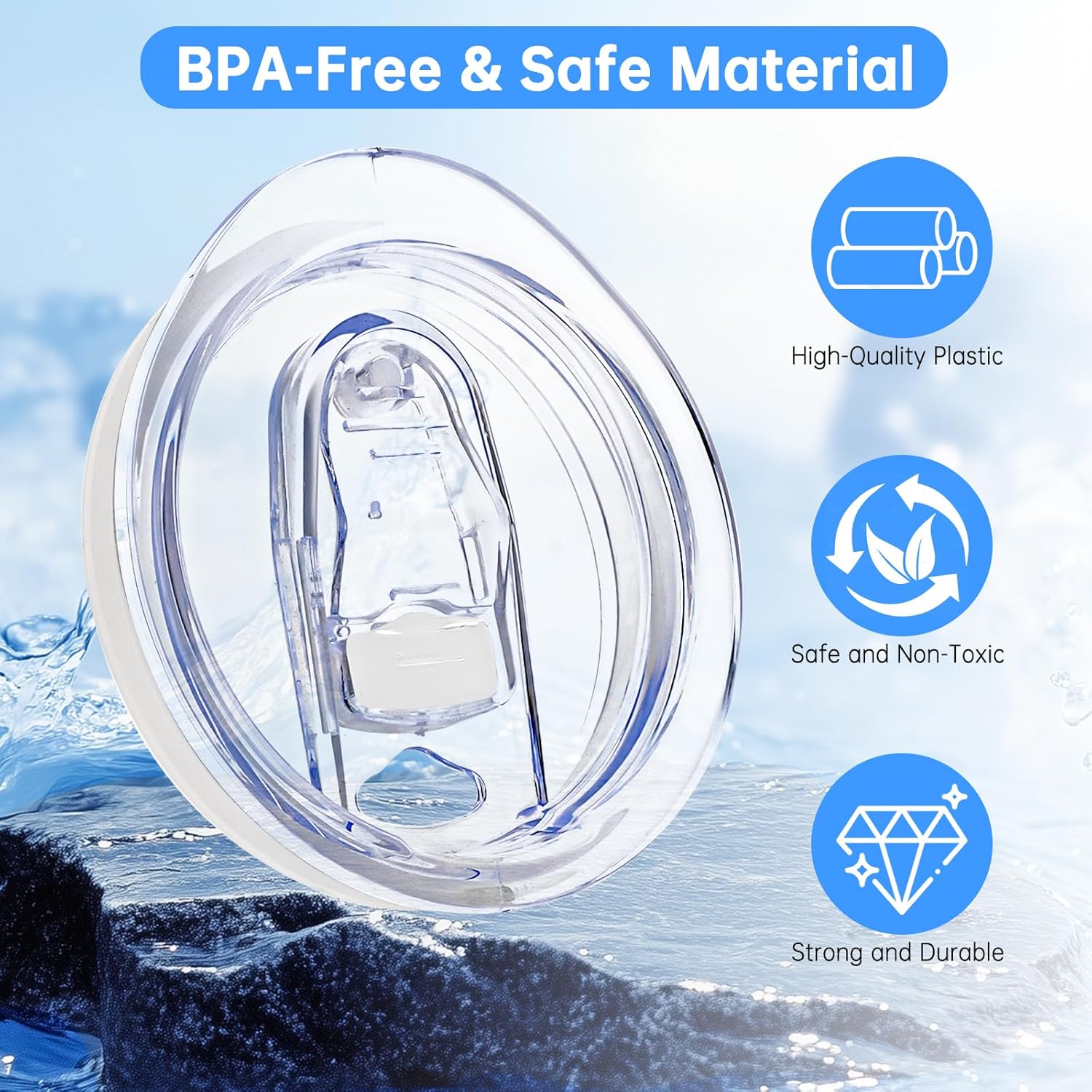 Replacement Lid Compatible with Stanley 24oz Classic Beer Stein, Clear Replacement Spill Proof Cup Lids with Sealing Silicone Ring, BPA-Free, Dishwasher Safe for Drinking Cup Cover