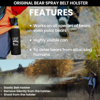 UDAP Pepper Power 12VHP Safety Orange Bear Spray Self Defense Deterrent with Hip Holster and Belt for Camping, Hiking, Fishing, Powerful Blast Pattern, 30 feet Fog Barrier, 7.9 oz