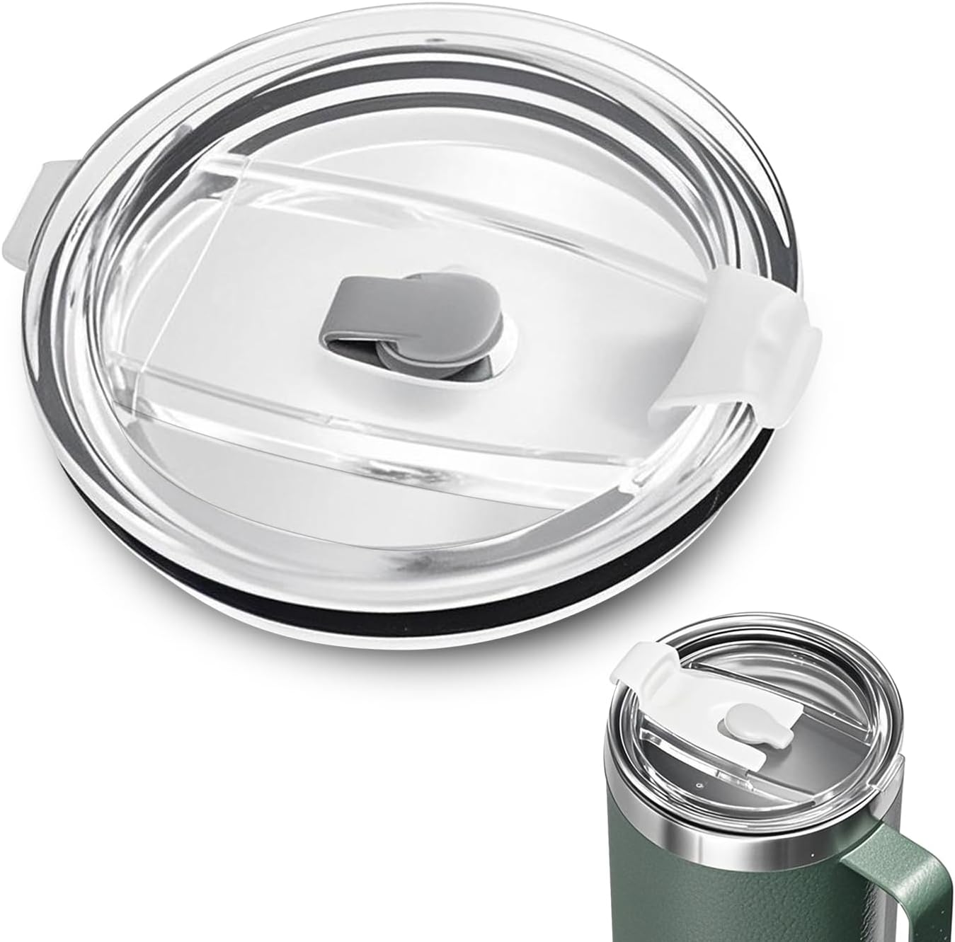 Replacement Lid Compatible with Stanley Camp Mug 24 oz, Spill Proof Mug Cup Lids with Sealing Silicone Ring, BPA-Free, Dishwasher Safe for Drinking Cup Cover, Clear