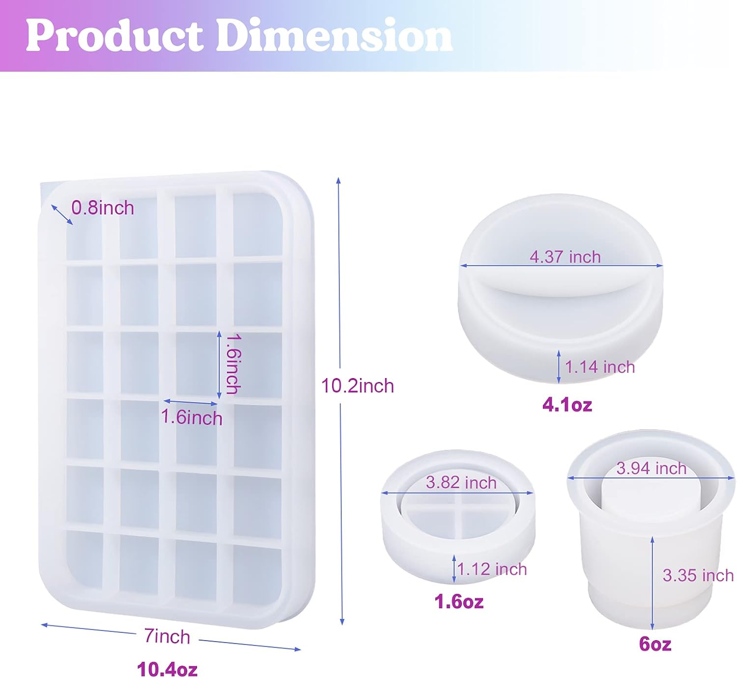 LET'S RESIN Tray Molds, Jar Silicone Molds with Lid, Resin Molds for Epoxy Resin, Silicone Molds Kits for DIY Art Furniture Dtorage and Decoration, Festival Gifts Rolling Tray Molds Set
