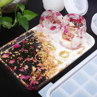 LET'S RESIN Tray Molds, Jar Silicone Molds with Lid, Resin Molds for Epoxy Resin, Silicone Molds Kits for DIY Art Furniture Dtorage and Decoration, Festival Gifts Rolling Tray Molds Set
