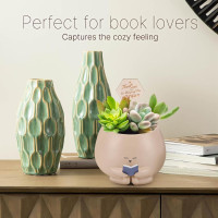 Bookworm Planter Pot Succulent Pot for Book and Plant Lover & Thank You Card, Emotional Support Gift, End of School Gift, Teacher Gift Mother Dad Appreciation S Small