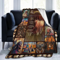 Native Indian Throw Blanket Native American Gifts for Boys Girls Women Men Plush Cozy Flannel Fleece Fuzzy Party Blankets 50