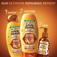 Garnier Whole Blends Honey Treasures Repairing Shampoo and Conditioner Set for Dry, Damaged Hair, 22 Fl Oz (2 Items), 1 Kit (Packaging May Vary) Royal Jelly, Honey and Propolis 22 Fl Oz (Pack of 2)