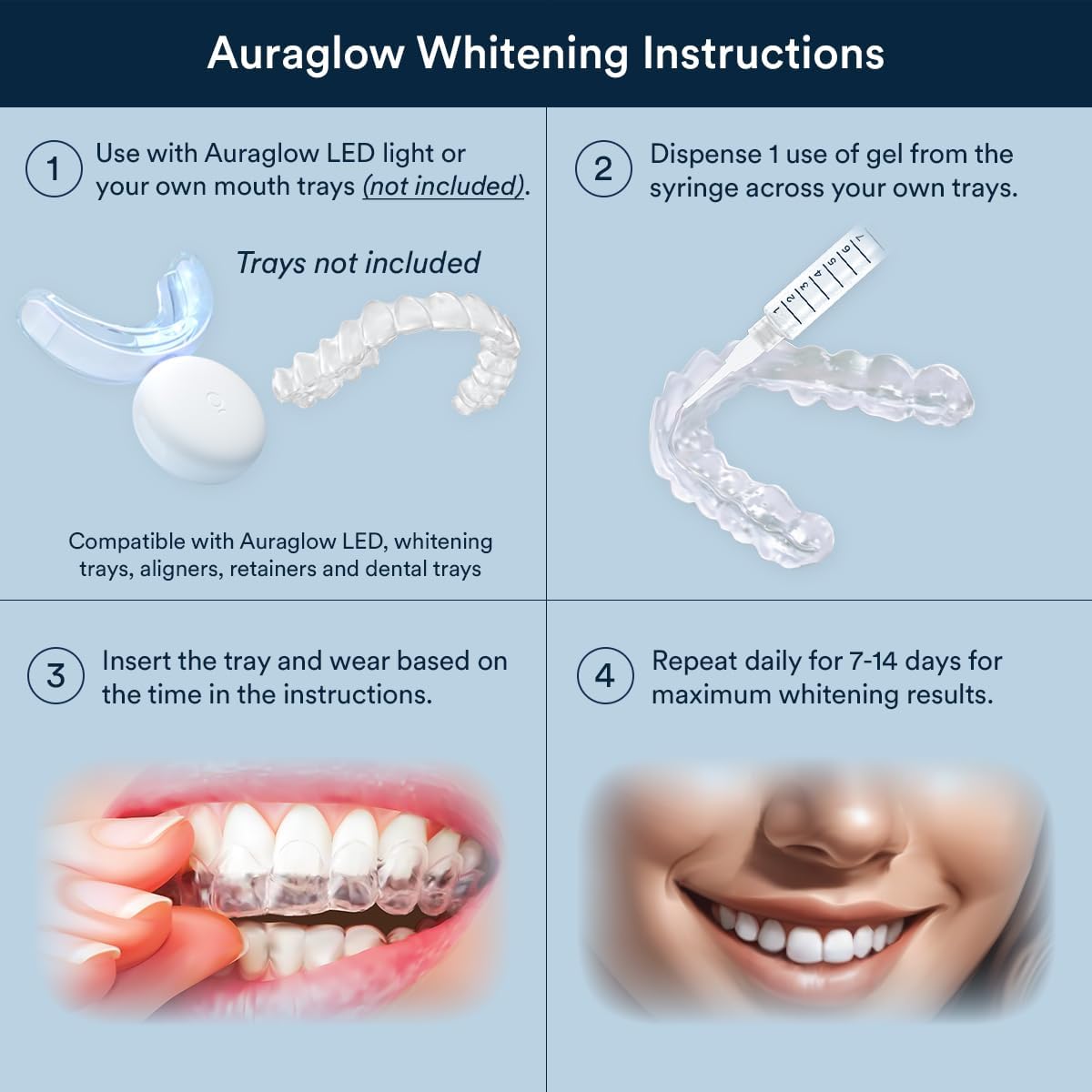 Auraglow Teeth Whitening Kit & 35% Teeth Whitening Gel Refill Pack