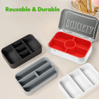 4-Pack Tin Organizer Inserts Compatible with Altoids 1.76oz Mint Tins – Ideal Dividers for Personal Essentials, Travel Storage of Pills, Jewelry, Art Supplies, or Fishing Gear (Assorted Colors)