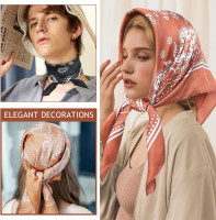 4 Pcs 27.5'' x 27.5'' Satin Silk Head Scarf Hair Scarves Large Bandanas Neck Scarf for Women Girls Pattern 1