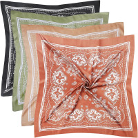 4 Pcs 27.5'' x 27.5'' Satin Silk Head Scarf Hair Scarves Large Bandanas Neck Scarf for Women Girls Pattern 1