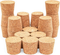 Juvale Tapered Cork Stoppers - 20 Pack Size 16, Brown, 1.1 in H x 1.34 in Top x 1 in Bottom - Wine Bottle Stoppers, DIY Projects & Beer Bottle Corks