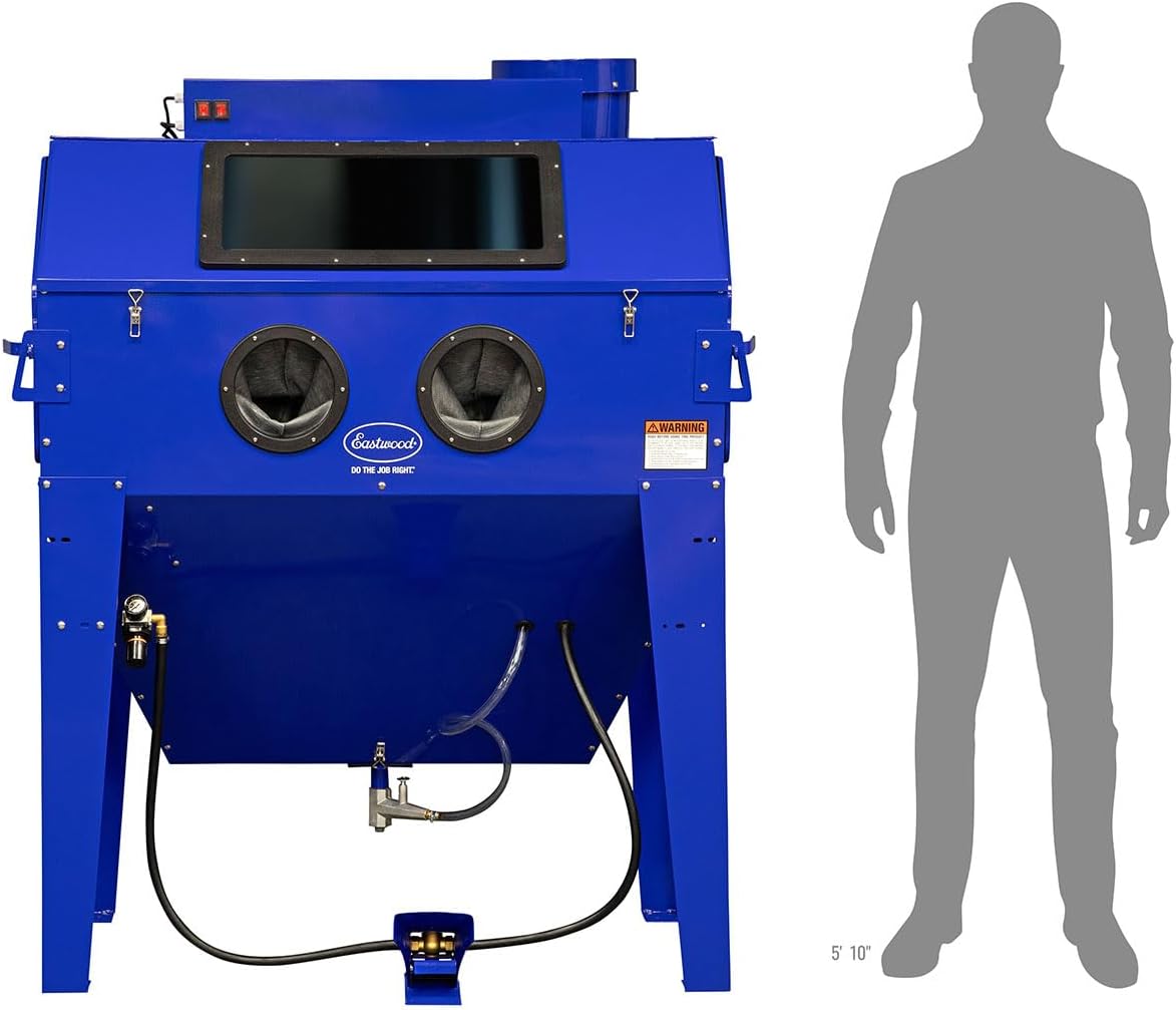 Eastwood B120 Sand Blasting Cabinet Kit | Heavy Duty Steel Sand Blaster Media Cabinet for Paint Removal, Metal Restoration, Rust Removal, Sandblasting | Holds Up to 150 Lbs of Abrasive Media