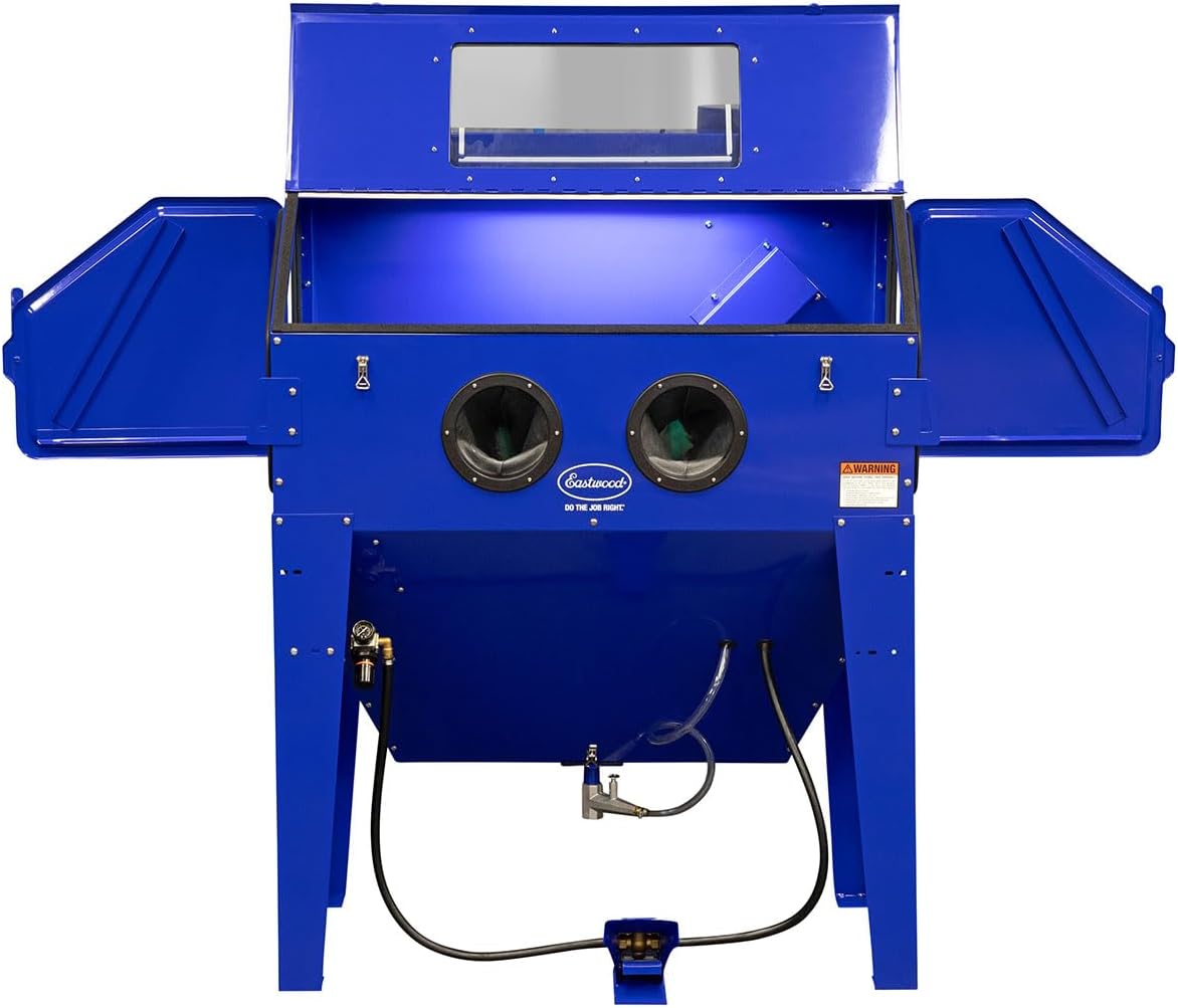 Eastwood B120 Sand Blasting Cabinet Kit | Heavy Duty Steel Sand Blaster Media Cabinet for Paint Removal, Metal Restoration, Rust Removal, Sandblasting | Holds Up to 150 Lbs of Abrasive Media