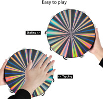 EASTROCK Radiant Tambourine Hand Held Drum 10 Inch Double Row Jingles Reflective Tambourine Musical Instrument for Kids Adults Church KTV Party 10 inch Radiant