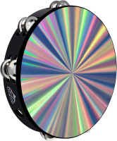 EASTROCK Radiant Tambourine Hand Held Drum 10 Inch Double Row Jingles Reflective Tambourine Musical Instrument for Kids Adults Church KTV Party 10 inch Radiant