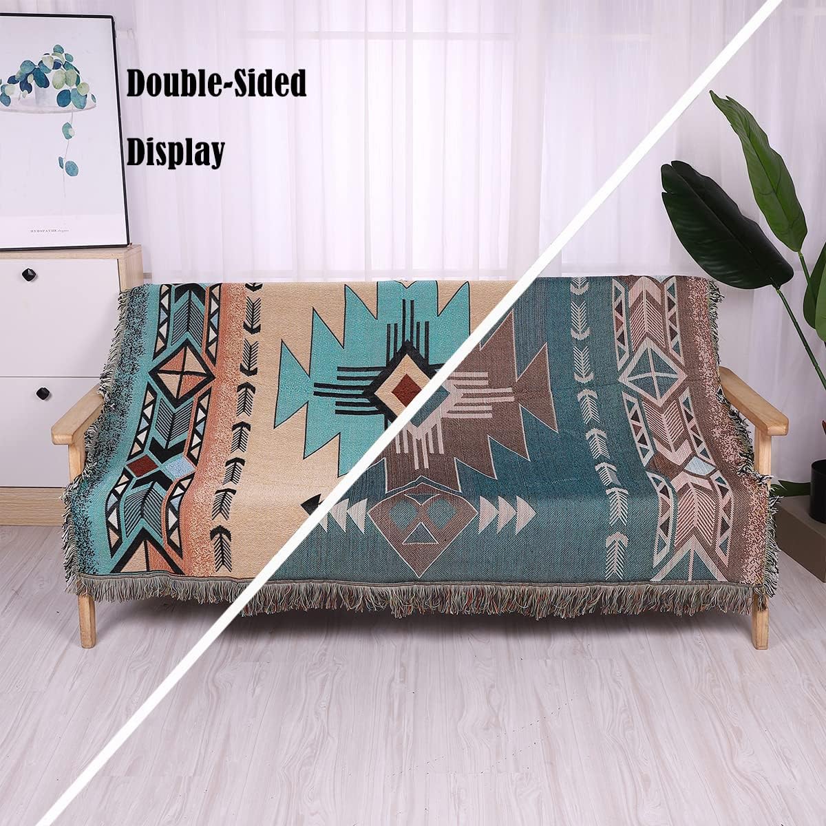 Hopstar Aztec Throw Blanket Navajo Indian Blankets and Throws Boho Western Decor Couch Cover Blanket for Bed Sofa Living Room Beach Travel 51