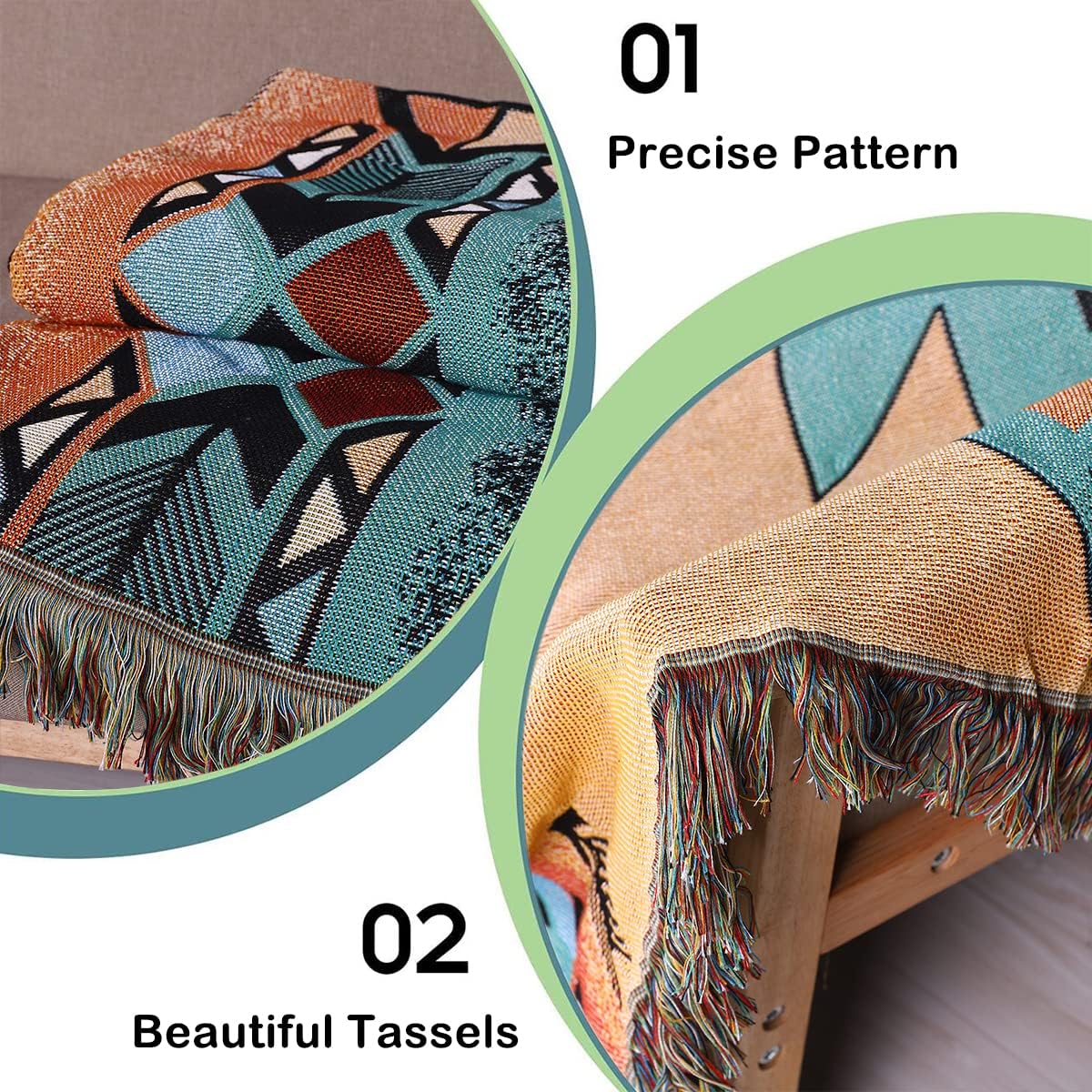 Hopstar Aztec Throw Blanket Navajo Indian Blankets and Throws Boho Western Decor Couch Cover Blanket for Bed Sofa Living Room Beach Travel 51