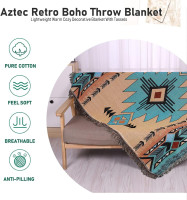Hopstar Aztec Throw Blanket Navajo Indian Blankets and Throws Boho Western Decor Couch Cover Blanket for Bed Sofa Living Room Beach Travel 51
