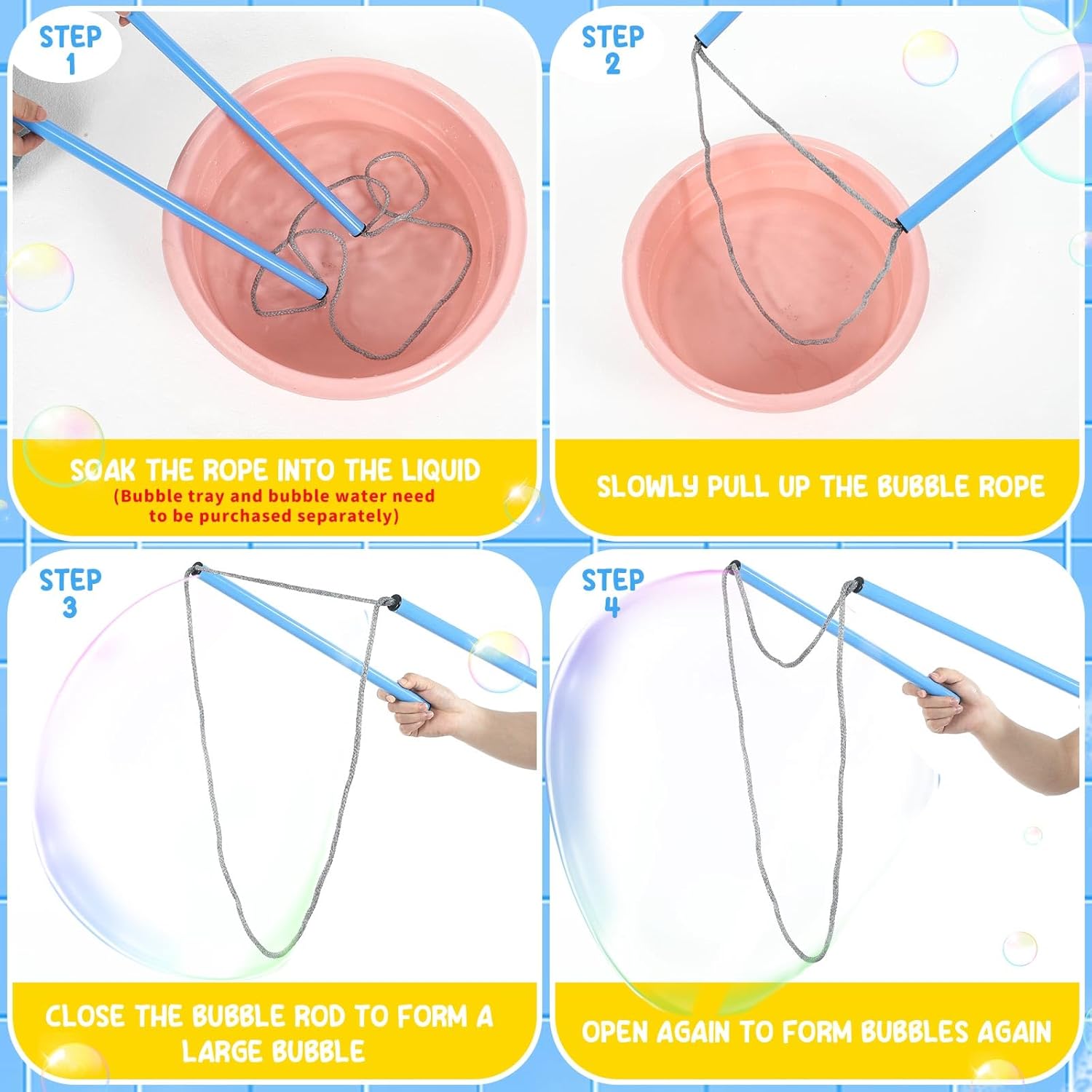 Meooeck Giant Bubble Wands Big Bubble Maker for Outdoor Bubble Toys for Adults Boys Girls Birthday Party Favors Lawn Park Beach Summer Birthday Party Favors Outdoor Activities(16 Pcs)