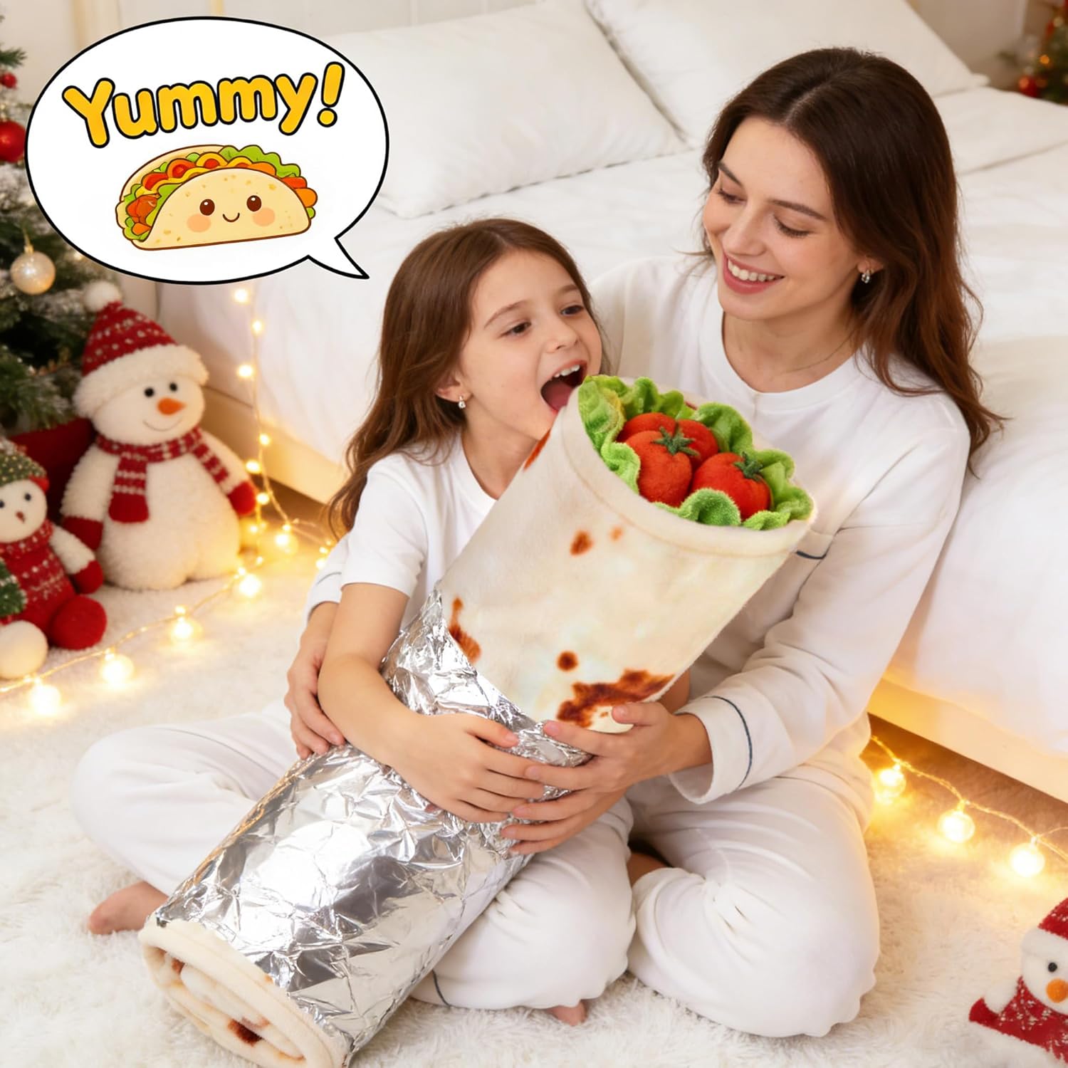 SeaRoomy Burritos Tortilla Blanket, Realistic Food Wrap Blanket Double Sided, Novelty Funny Tortilla Round Soft Blankets (Beige, 47 inches) Beige 47 inches