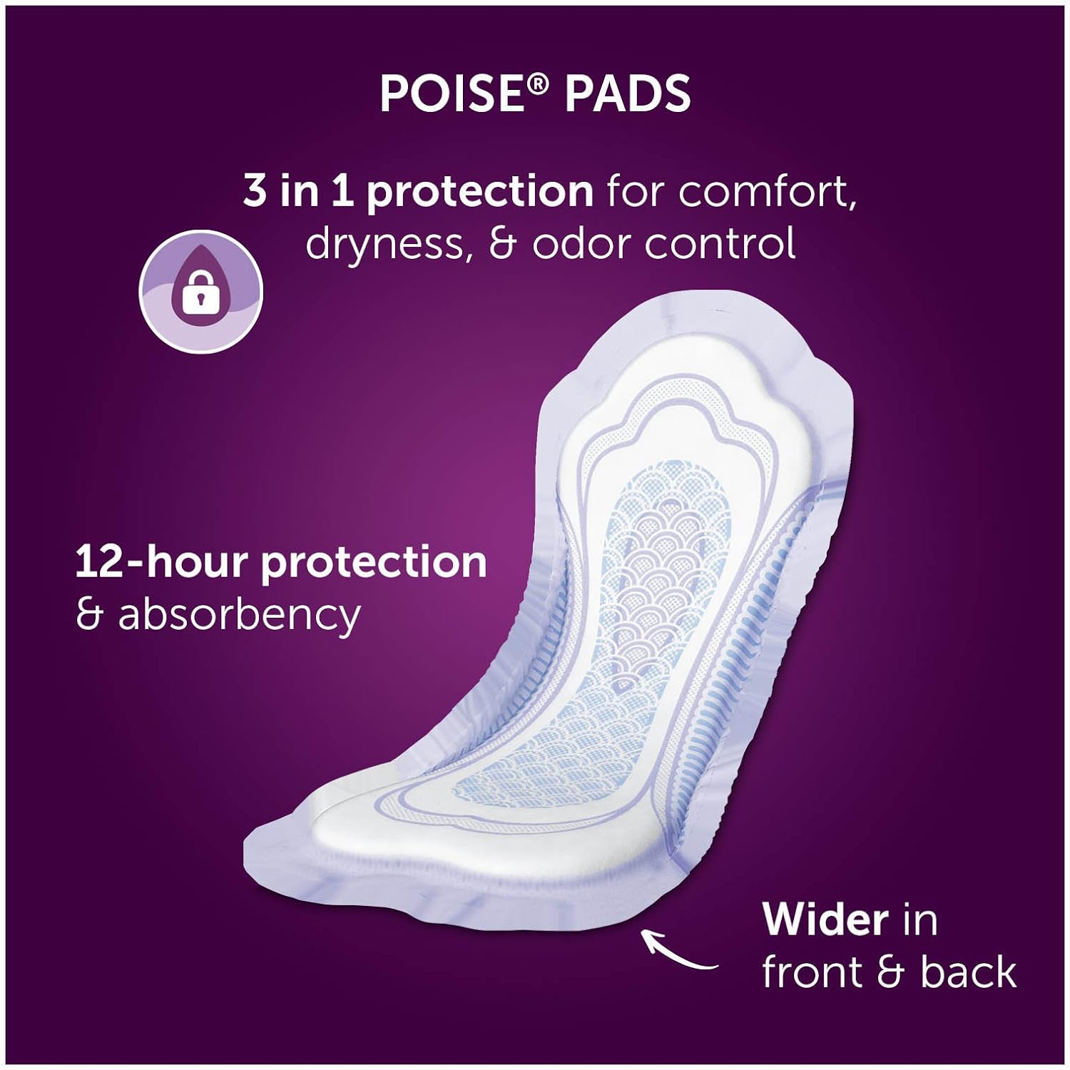 Poise Incontinence Pads, Maximum Absorbency, Long, 12 Count (6 Cases)