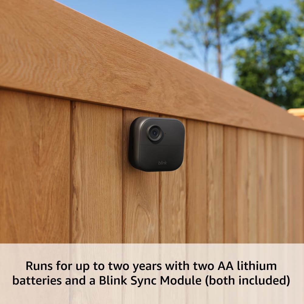 Blink Outdoor 4 (newest model) – Wireless smart security camera, two-year battery life, 1080p HD day and infrared night live view, two-way talk. Sync Module Core included – 3 camera system Camera (2-year battery life) 3 Camera System