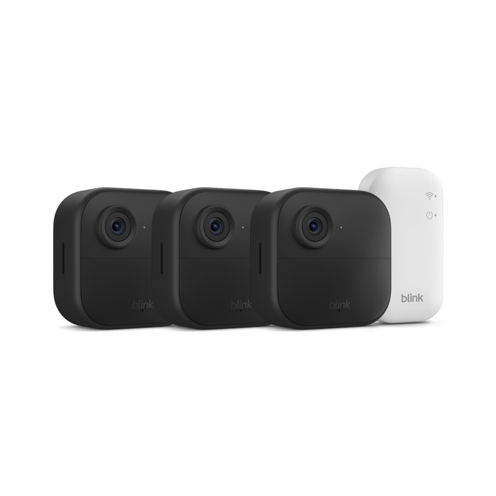 Blink Outdoor 4 (newest model) – Wireless smart security camera, two-year battery life, 1080p HD day and infrared night live view, two-way talk. Sync Module Core included – 3 camera system Camera (2-year battery life) 3 Camera System