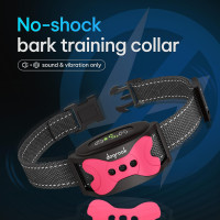 DogRook Rechargeable Dog Bark Collar - No Shock Dog Training Smart Collar - Beep & Vibration Stop Barking Dog Devices - No Bark Collar - Martingale Collars for Large Dog, Medium & Small - 12-110 lbs Pink