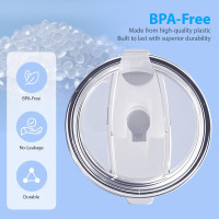 2 Pcs Replacement Lid Compatible with Stanley Camp Mug 24 oz, Spill Proof Mug Cup Lids with Sealing Silicone Ring, BPA-Free, Dishwasher Safe for Drinking Cup Cover, Clear